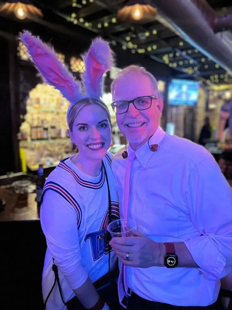 Fan with bunny ears at a Flying Train Wreck show