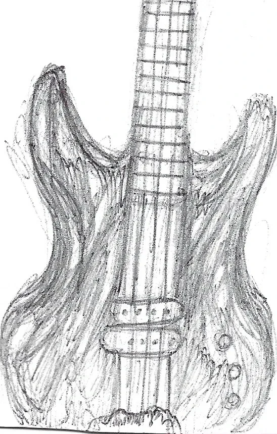 Guitar sketch artwork – Flying Train Wreck