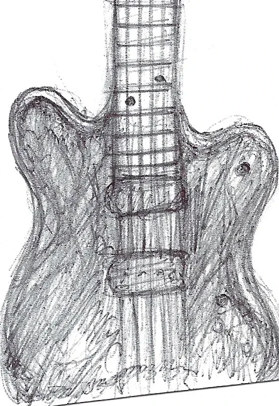 Guitar sketch artwork – Flying Train Wreck